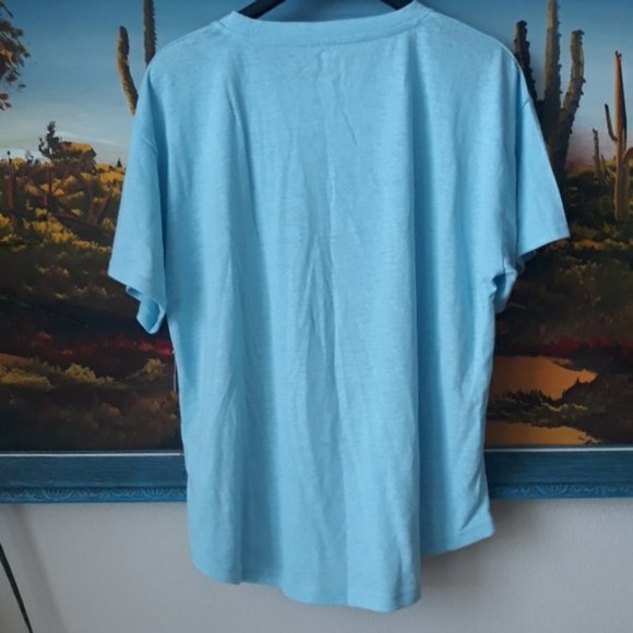 NWT J. Crew Linen-Blend Crewneck Tee With Curved Hem, Blue - Picture 2 of 6